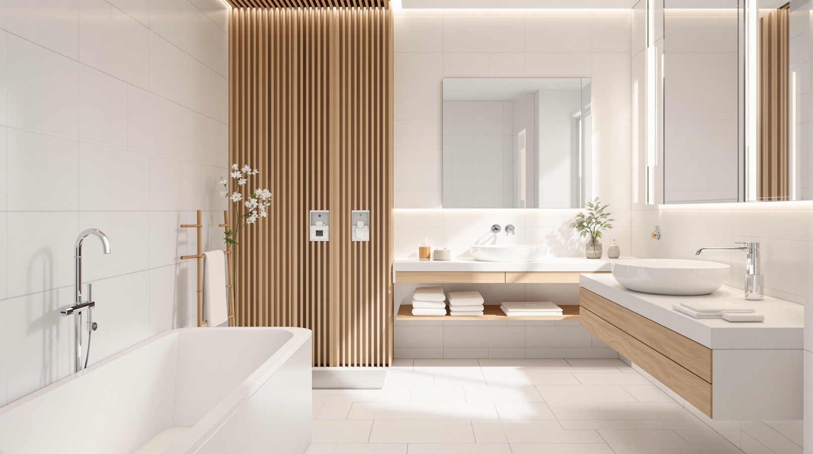 Baño reformado en Alicante con plato de ducha a ras de suelo y azulejos de gran formato