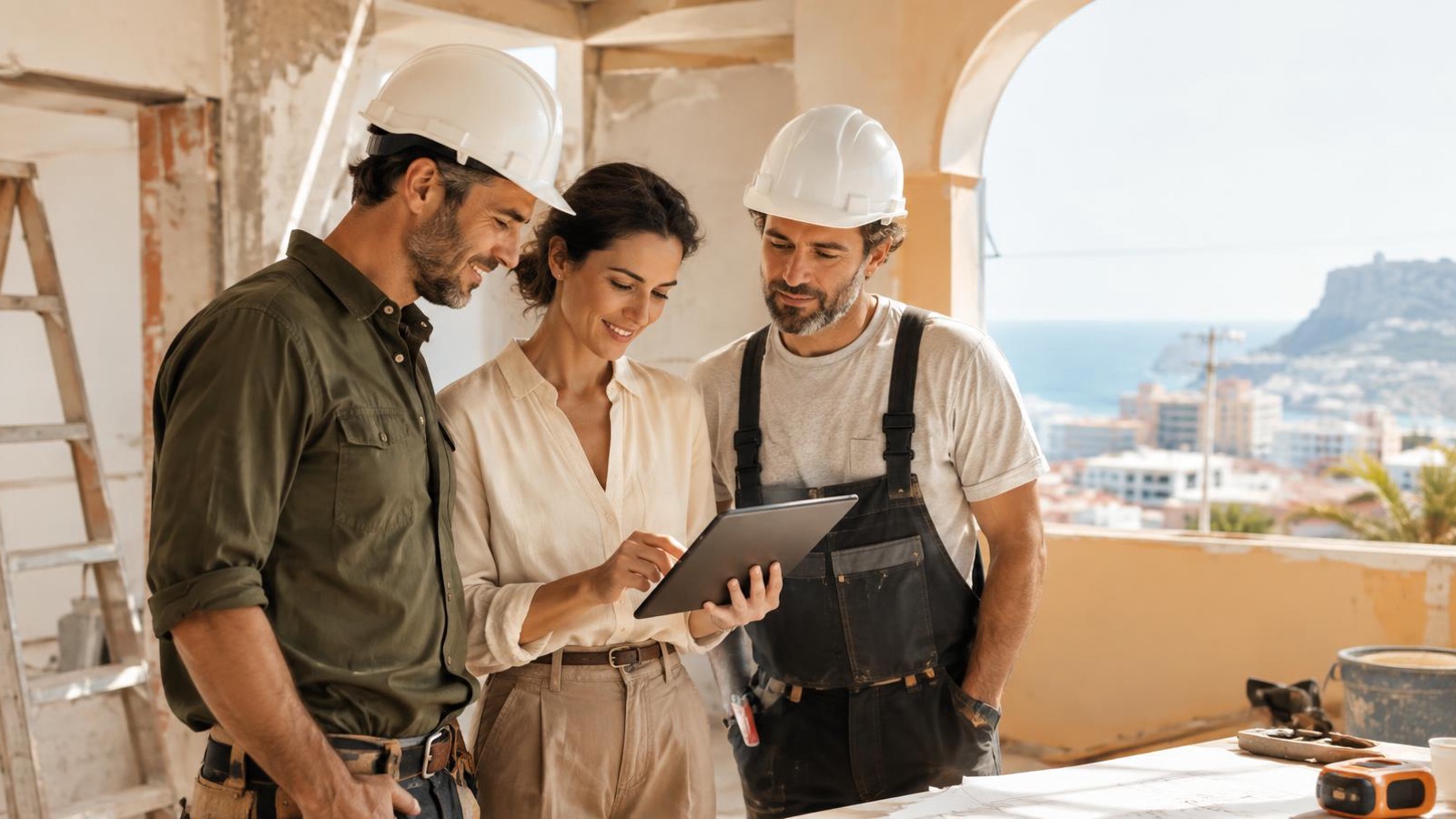 Equipo de Obrisa revisando el avance de una reforma en Alicante