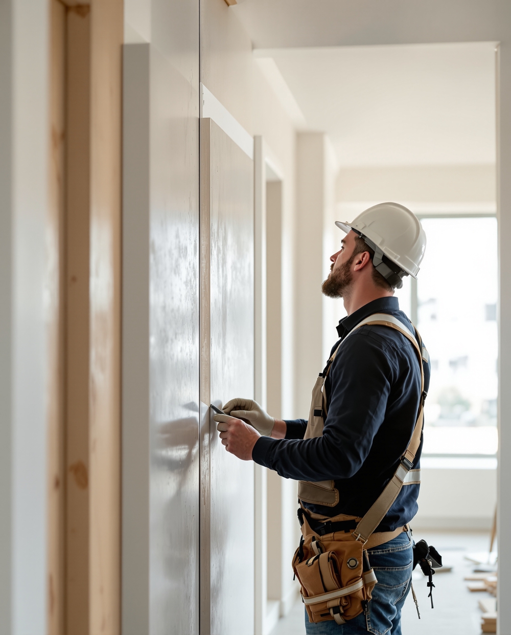 Profesional de Obrisa trabajando en una obra cuidada y ordenada